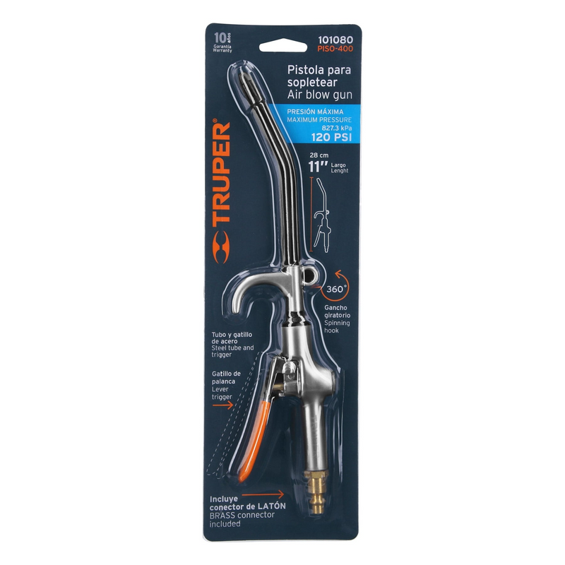PISTOLA P/SOPLETEAR CON GANCHO 120 PSI TRUPER