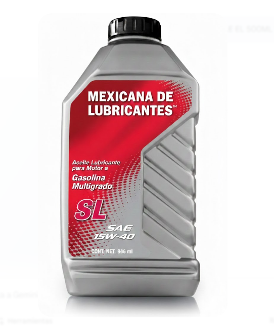 ACEITE PARA MOTOR A GASOLINA, MEXICANA DE LUBRICANTES SJ 15W40, 946 ml