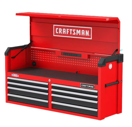 Baúl rojo Craftsman con 8 cajones, bandeja superior y manijas grises