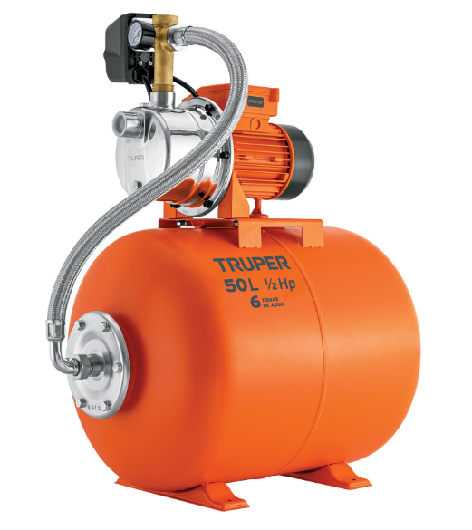 BOMBA HIDRONEUMATICA TRUPER, CAPACIDAD DE 1/2HP Y 50 LITROS