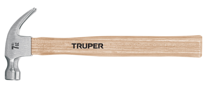 MARTILLO DE UÑA CURVA DE 7 OZ, MANGO DE MADERA, TRUPER