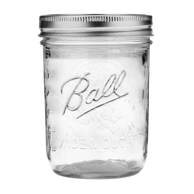 Frasco de vidrio boca ancha con tapa metálica, logotipo Ball