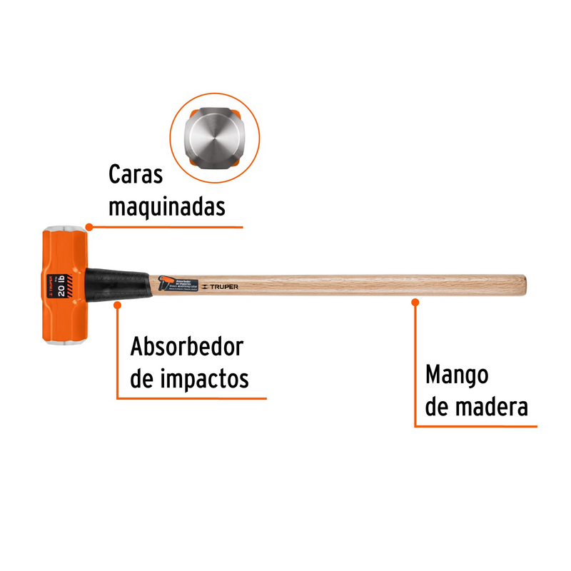 MARRO DE 20 lbs MANGO DE MADERA DE 36"