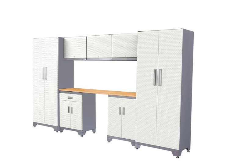 SISTEMA DE GABINETES DE ALMACENAMIENTO PARA GARAJE DE ACERO, 8 PIEZAS, COLOR BLANCO