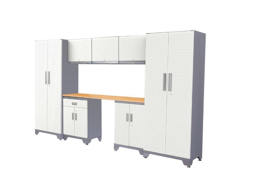 SISTEMA DE GABINETES DE ALMACENAMIENTO PARA GARAJE DE ACERO, 8 PIEZAS, COLOR BLANCO