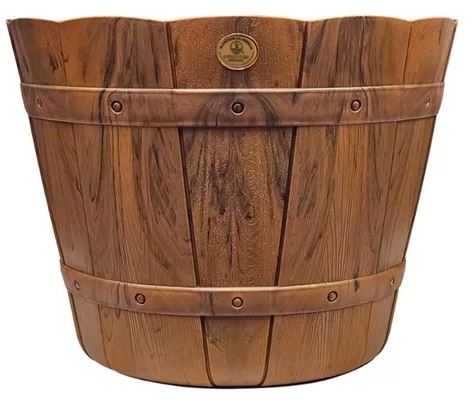 MACETA DE MADERA REDONDA COLOR CAOBA D36