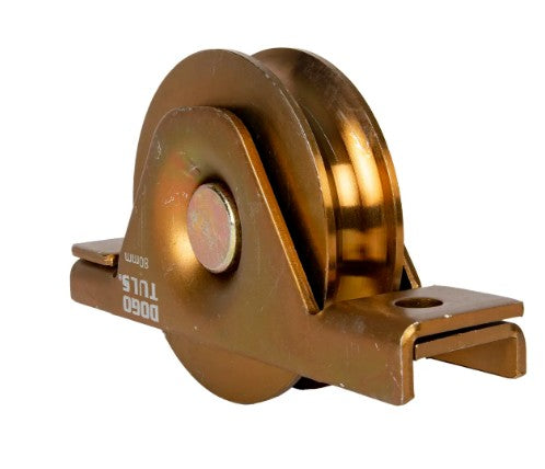 RUEDA DE ACERO PARA PORTON CON SOPORTE 80 mm