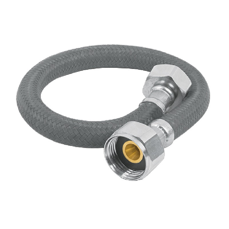 MANGUERA PARA WC, 50 cm, 1/2"X7/8", TRENZADO DE VINILO GRIS