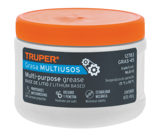 GRASA MULTIUSOS, TARRO DE 450g, BASE LITIO NLGI2 TRUPER
