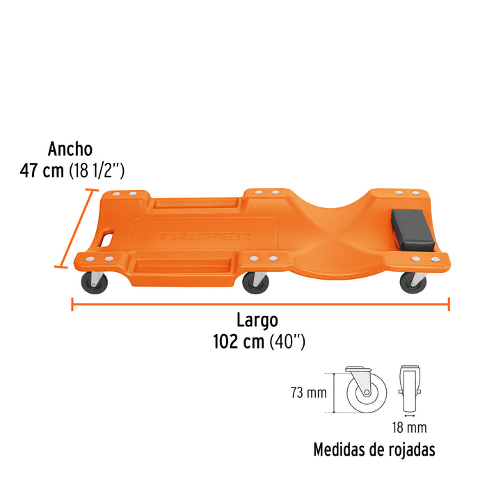 CAMA DE PLASTICO PARA MECANICO 40" TRUPER