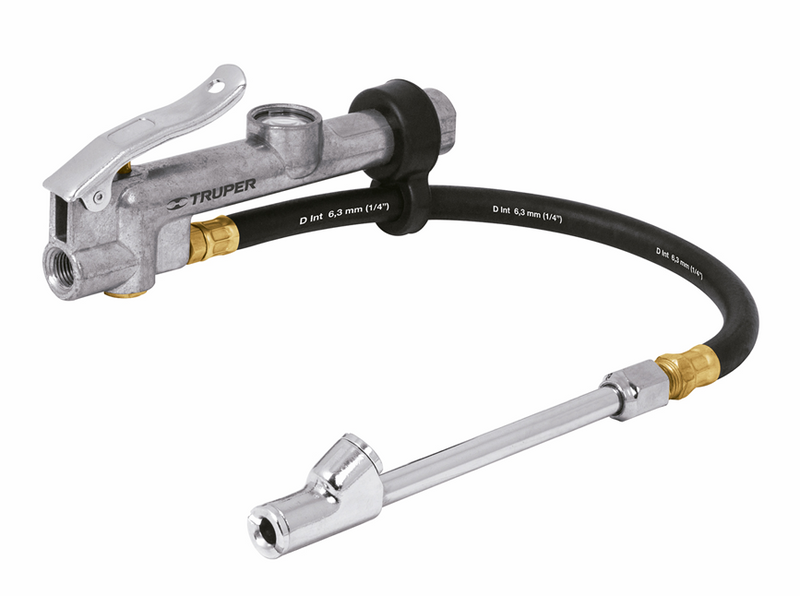 INFLADOR CALIBRADOR DE CABEZA DOBLE, 1/4" NPT, TRUPER