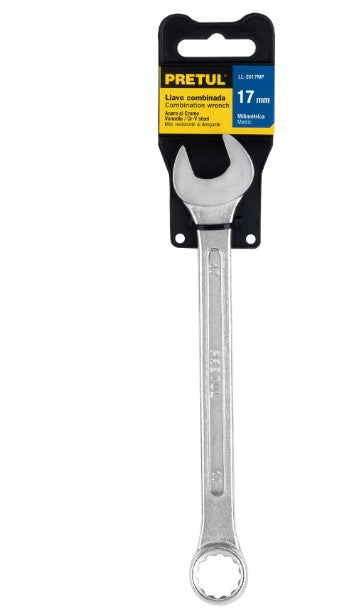 LLAVE COMBINADA MILIMETRICA 17 mm X 210 mm DE LARGO PRETUL