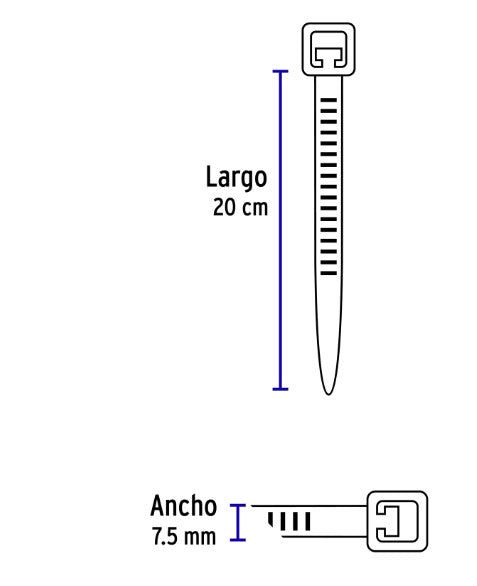 CINCHOS DE PLASTICO, 200 CM, 120 LBS, NATURALES 10 PZ