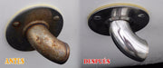 Comparativa Antes y Después: pomo o cerradura metálica oxidada y luego limpia.