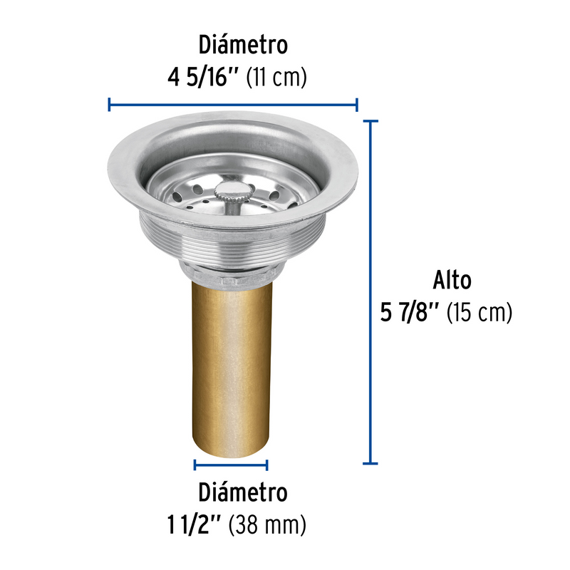 CONTRACANASTA DE ACERO INOXIDABLE CON TUBO DE LATÓN