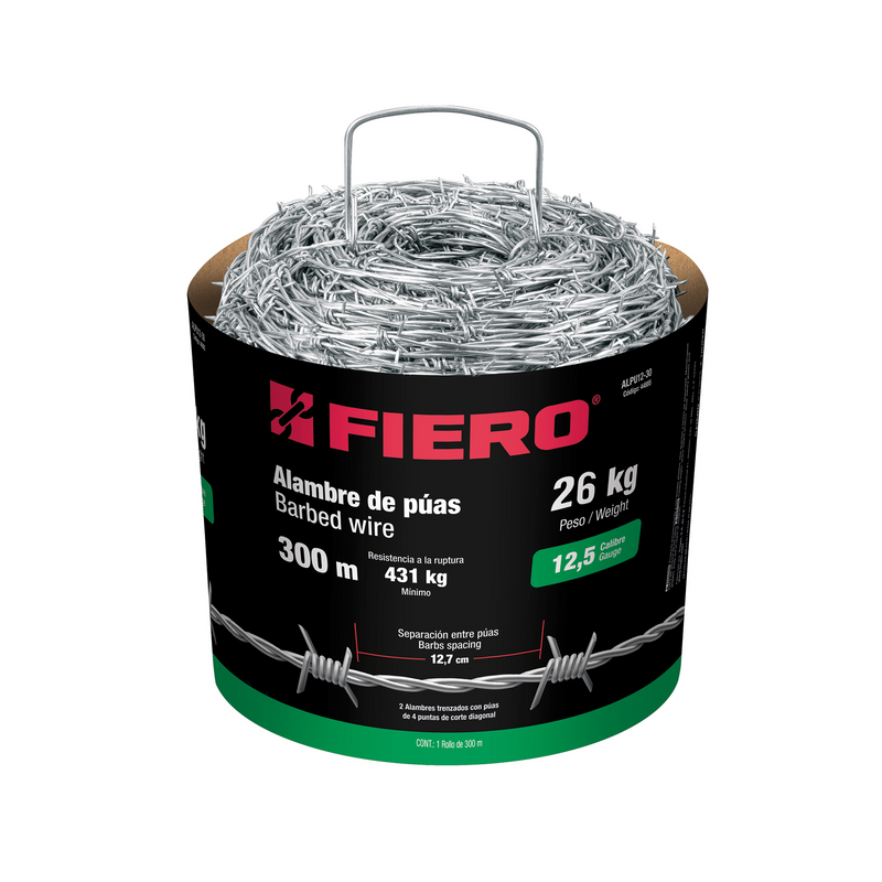 ALAMBRE DE PUAS FIERO 30 KG CALIBRE 12.5 300 METROS