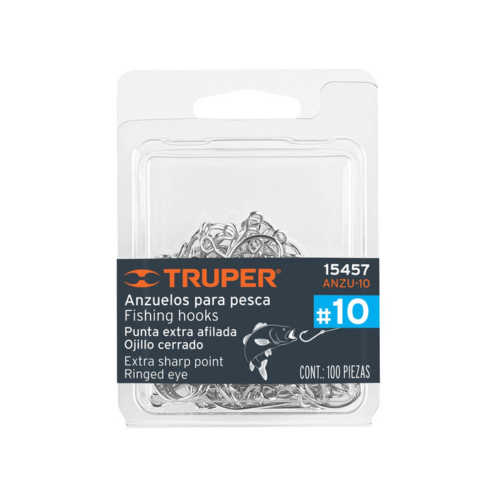 ANZUELOS PARA PESCA # 10 100 PIEZAS TRUPER