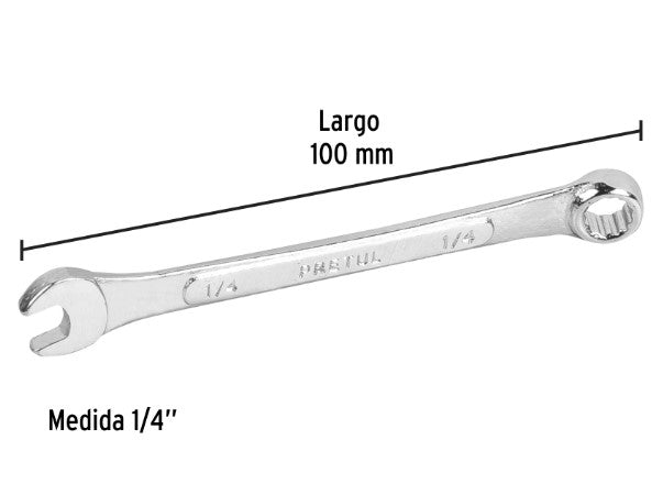 LLAVE COMBINADA 1/4" X 100 mm DE LARGO PRETUL