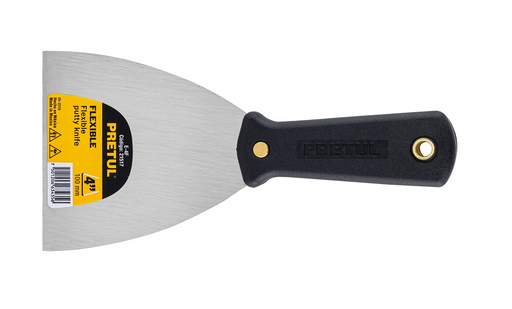 Espátula flexible PRETUL de 4" con hoja de acero y mango negro