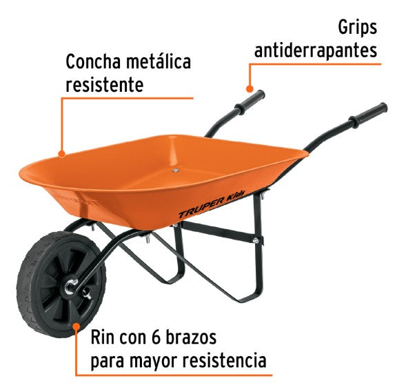 CARRETILLA PARA NIÑOS CONCHA METALICA 54.40 CM TRUPER