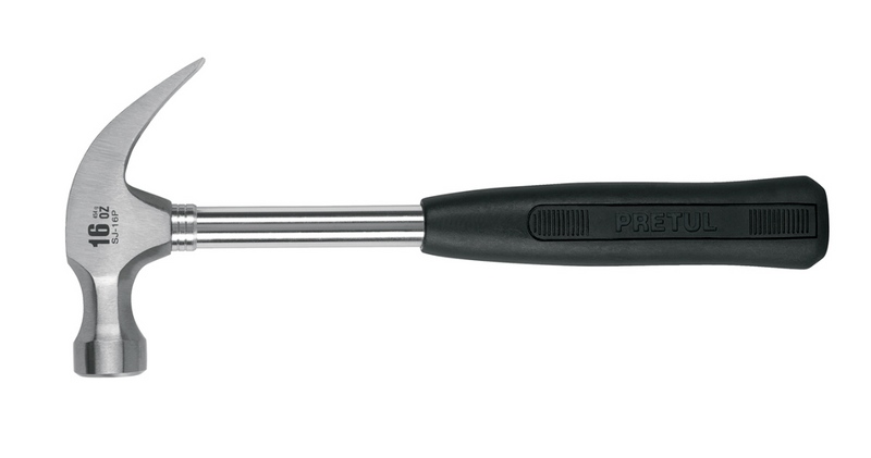 MARTILLO DE UÑA CURVA DE 16 oz, MANGO TUBULAR, PRETUL