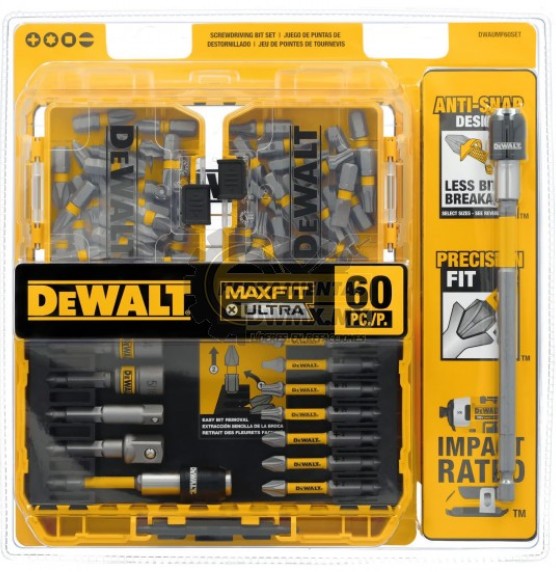 JUEGO DE PUNTAS HEXAGONALES 1/4" DE ACERO 60 PZ DEWALT