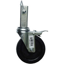RUEDA DE HULE DE 5" X 1-1/4", NEGRA, CON VASTAGO Y FRENO PARA ANDAMIO