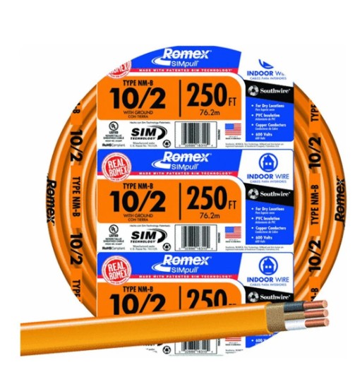 CABLE ELECTRICO ROMEX CALIBRE10/2 250 FT NARANJA ROLLO 76.2MTS