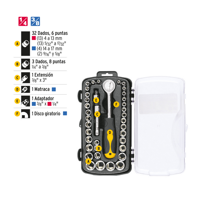 JUEGO DE DADOS DE 39 PZAS, PRETUL