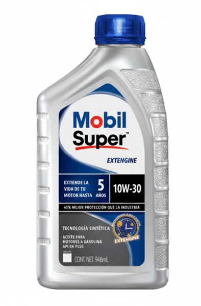 ACEITE P/MOTOR A GASOLINA, MOBIL SUPER EXTENGINE 10W30, SINTETICO DE 946ML