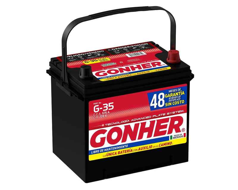 ACUMULADOR "35" GONHER DE 575 AMP. DE ARRANQUE EN FRIO, -/+