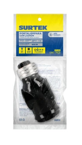 PORTALAMPARA CON LATON NEGRO 127V
