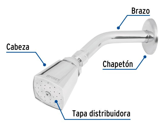REGADERA CUADRADA 2" BRAZO Y CHAPETON FOSET
