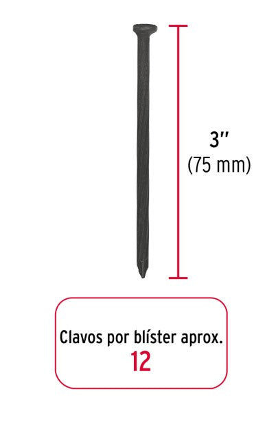 CLAVOS NEGROS PARA CONCRETO 3" 12 pz FIERO