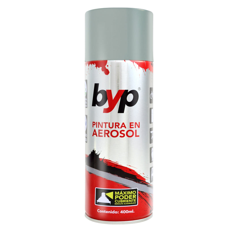 PINTURA EN AEROSOL, COLOR PLATA, 400 ml, BYP
