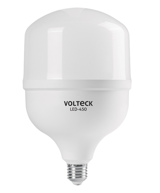 Foco LED de alta potencia VOLTECK, lámpara blanca con base roscada y etiqueta LED-450