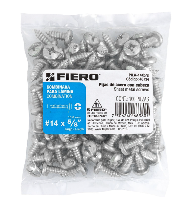 PIJA PARA LAMINA #14 (6.33 mm) X 5/8", CABEZA COMBINADA PH3 (PIEZA)