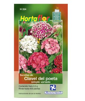 SOBRE DE SEMILLAS DE CLAVEL DEL POETA HORTAFLOR, CONTENIDO DE .03G