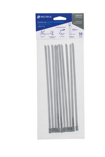 CINCHO DE 29 CM ACERO INOX 99 LB VOLTECK 10 PZ