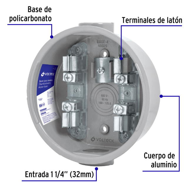 BASE PARA MEDIDOR (WATTHORIMETRO) 4 TERMINALES