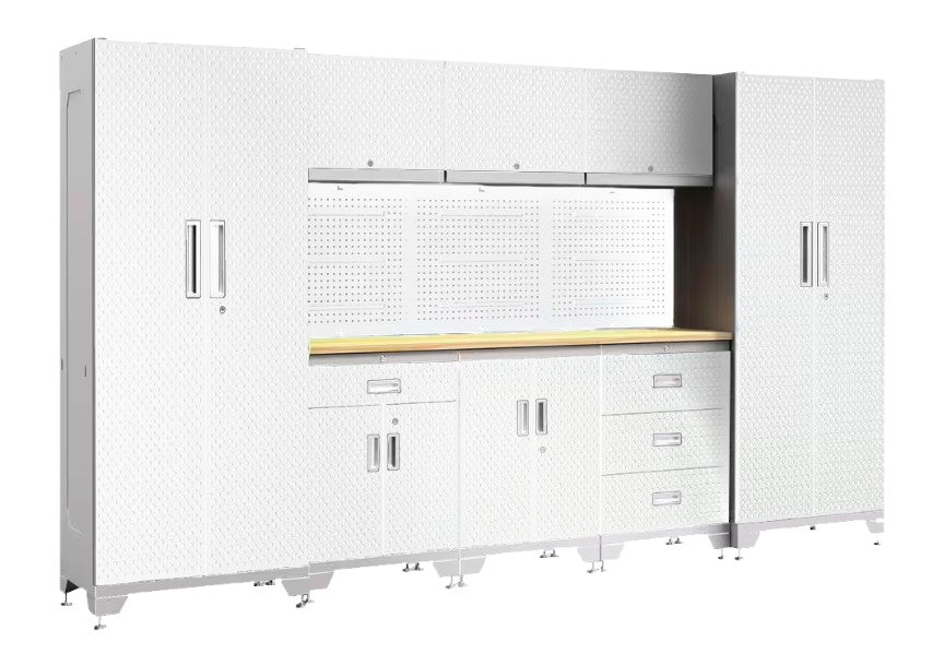 SISTEMA DE GABINETES DE ALMACENAMIENTO PARA GARAJE DE ACERO, 10 PIEZAS, COLOR BLANCO