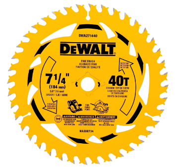 DISCO PARA SIERRA CIRCULAR PUNTA DE CARBURO 7-1/4” X 40 DIENTES FLECHA 5/8”