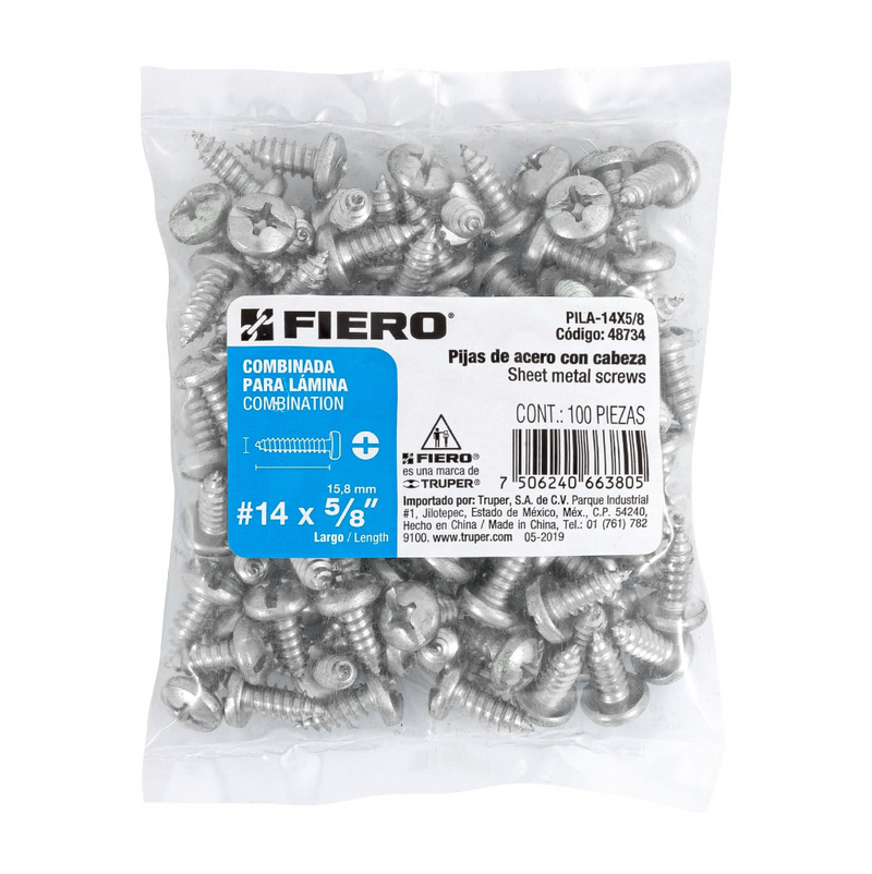 PIJA PARA LAMINA #14 (6.33 mm) X 5/8", CABEZA COMBINADA PH3 (PIEZA)