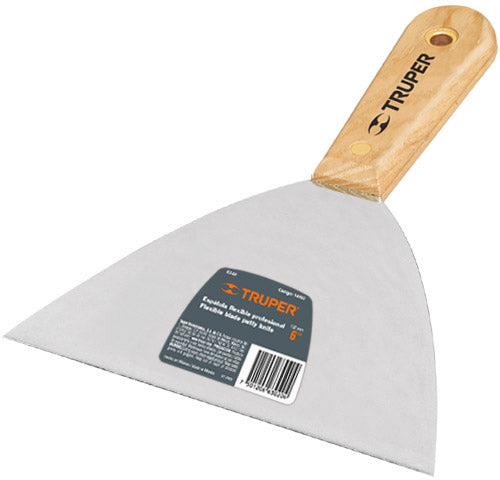 ESPATULA DE 4", FLEXIBLE, MANGO DE MADERA