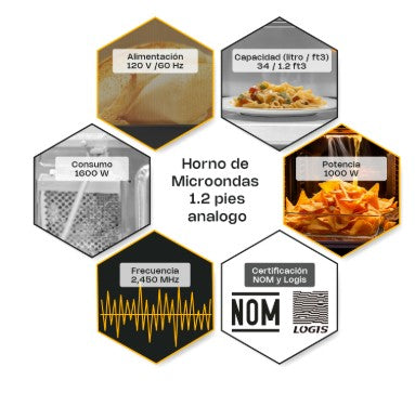 HORNO DE MICROONDAS ANALOGO RHINO 1000W