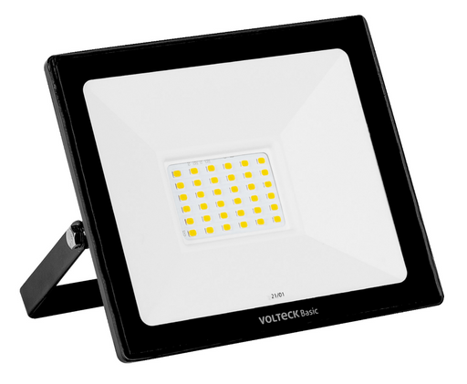 Reflector LED VOLTECK Basic negro, pantalla blanca con diodos amarillos