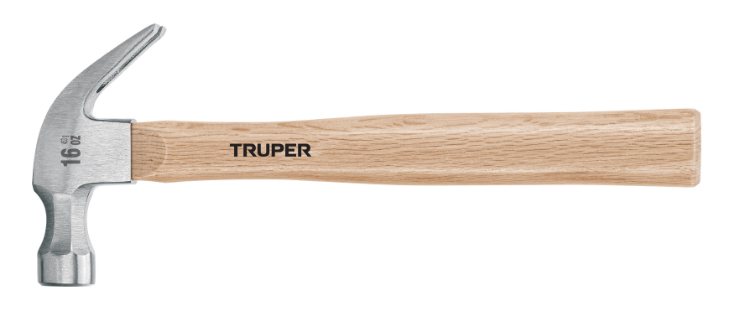 MARTILLO DE UÑA CURVA DE 16 oz, MANGO DE MADERA, TRUPER