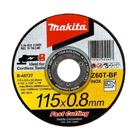DISCO DE CORTE 4-1/2 X 1/32" X 7/8", 0.8 mm , METAL-INOXIDABLE, MAKITA