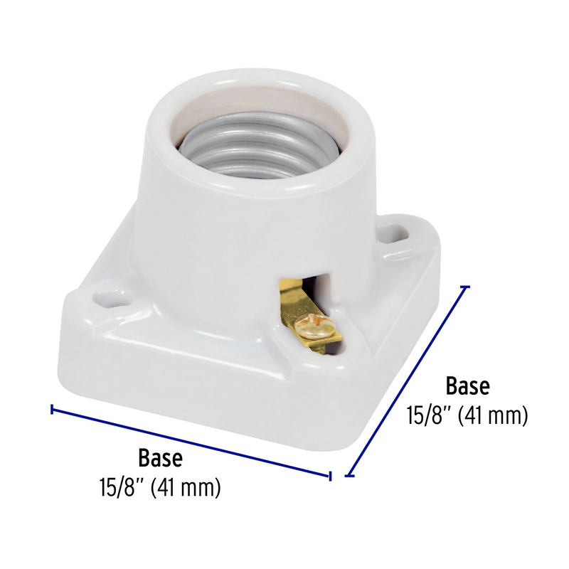 PORTALAMPARA DE PORCELANA, BASE CUADRADA, VOLTECH