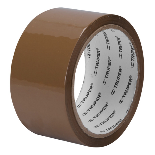 Cinta de empaque canela en rollo, 40 m; lado adhesivo con texto TRUPER